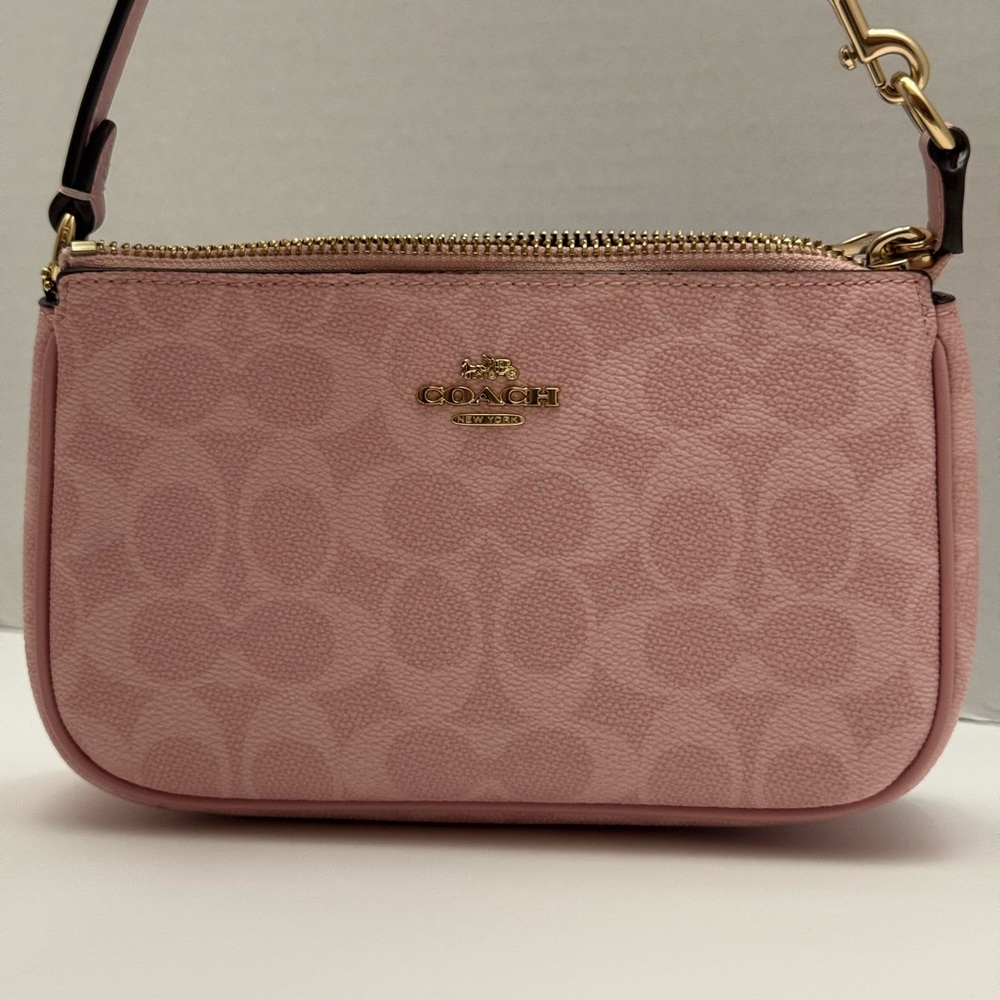 Coach Nolita 19 in Powder Pink Signature coated canvas with Gold Hardware.